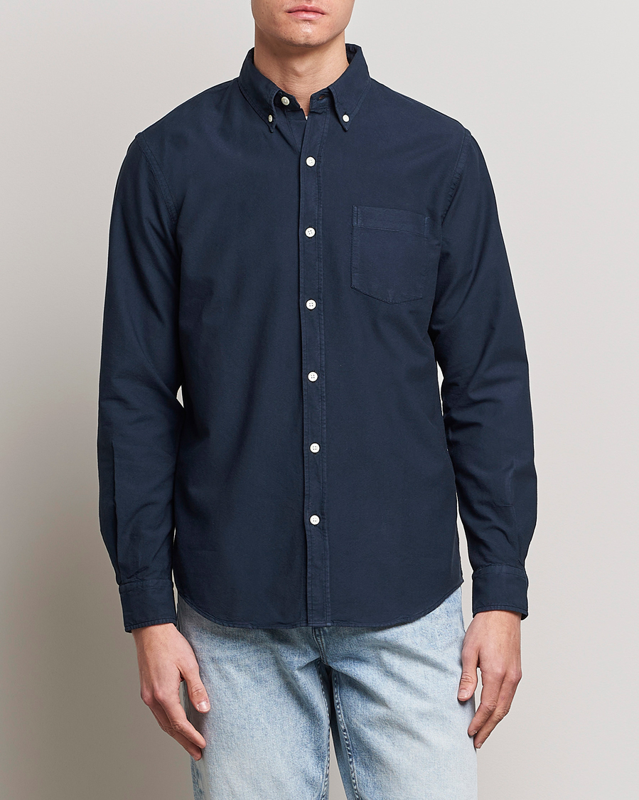 Herren | Freizeithemden | Colorful Standard | Classic Organic Oxford Button Down Shirt Navy Blue