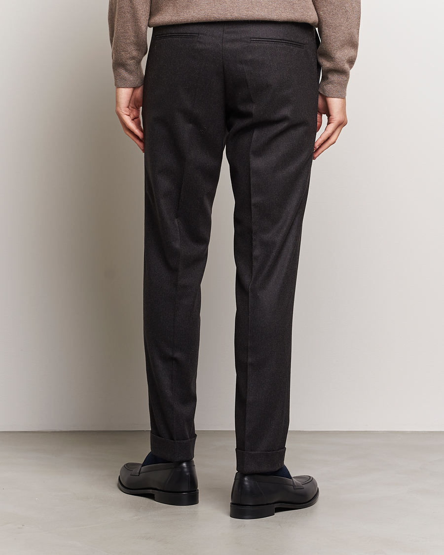 Herren | Hosen | Oscar Jacobson | Denz Turn Up Flannel Trousers Brown Melange