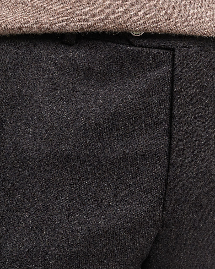Herren | Hosen | Oscar Jacobson | Denz Turn Up Flannel Trousers Brown Melange