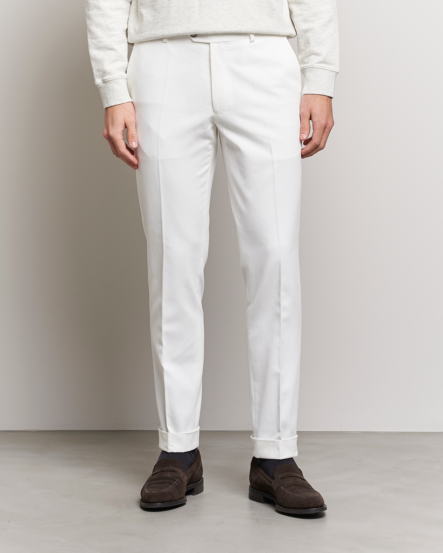 Herren | Hosen | Oscar Jacobson | Denz Brushed Cotton Turn Up Trousers Off White