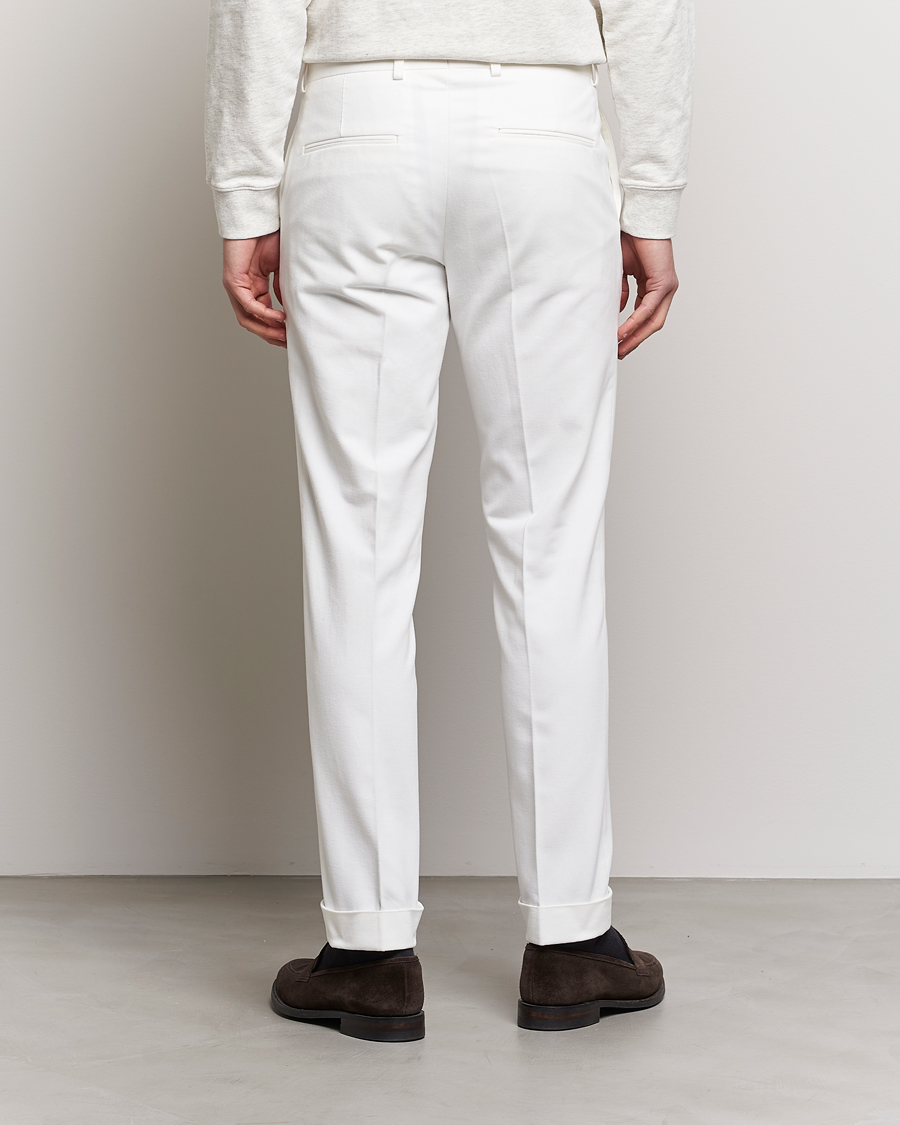 Herren | Hosen | Oscar Jacobson | Denz Brushed Cotton Turn Up Trousers Off White