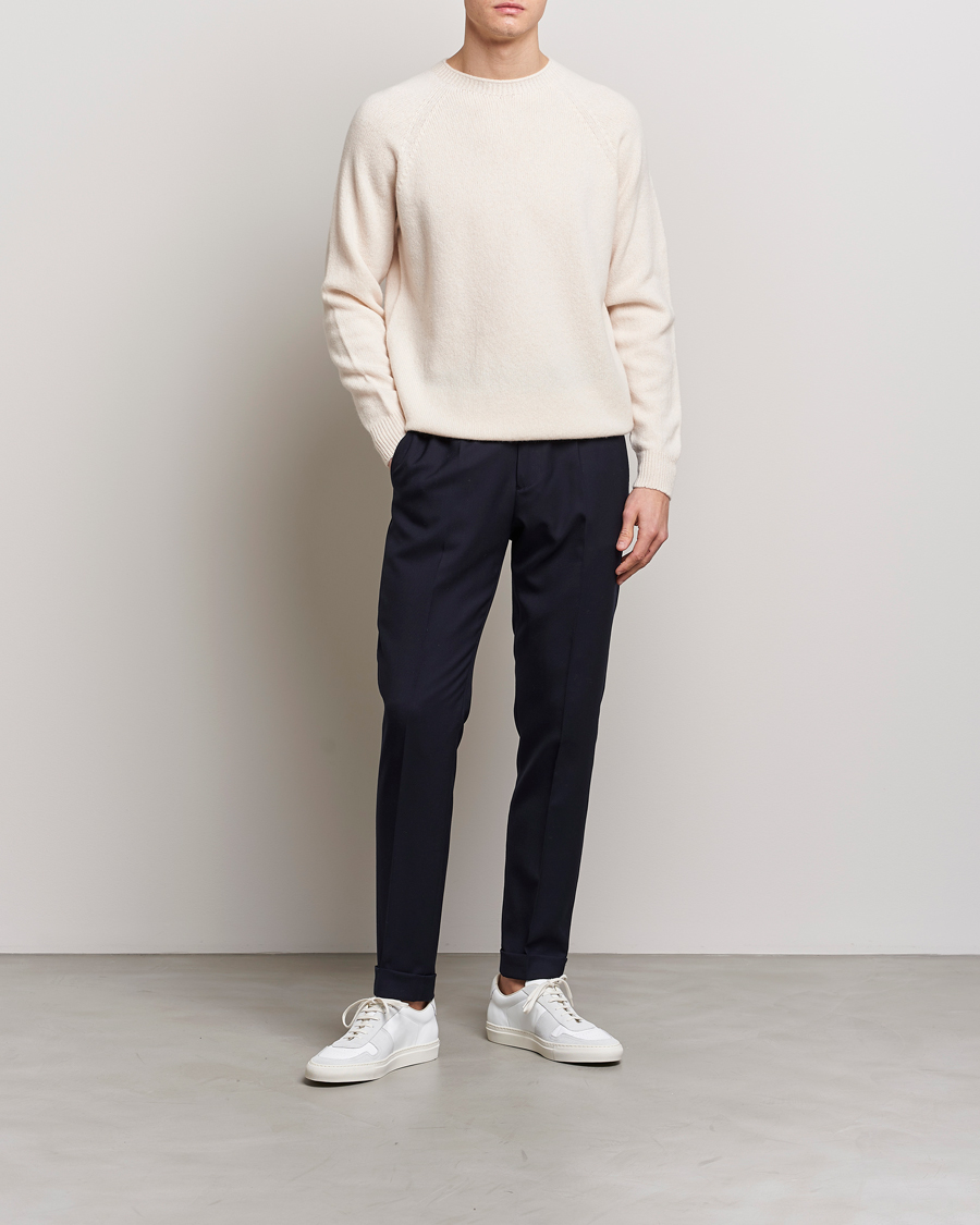 Herren | Pullover | Sunspel | Lambswool Crew Neck Ecru