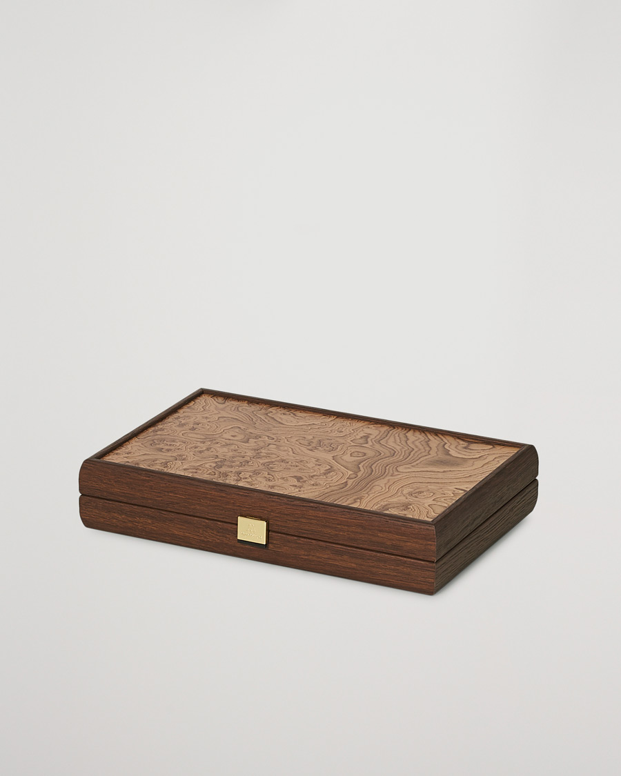 Herr | Manopoulos | Manopoulos | Walnut Burl Small Backgammon With Side Racks