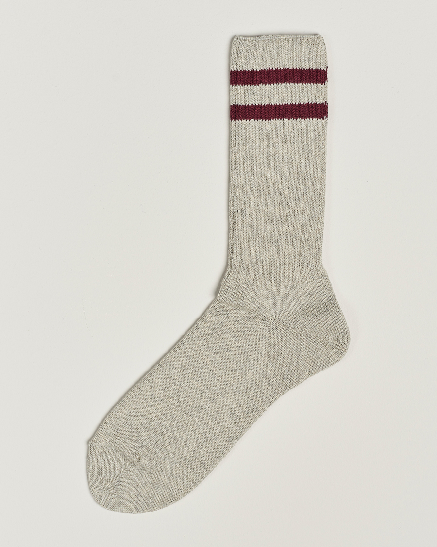 Herren | Unterwäsche | BEAMS PLUS | Schoolboy Socks Grey/Burgundy