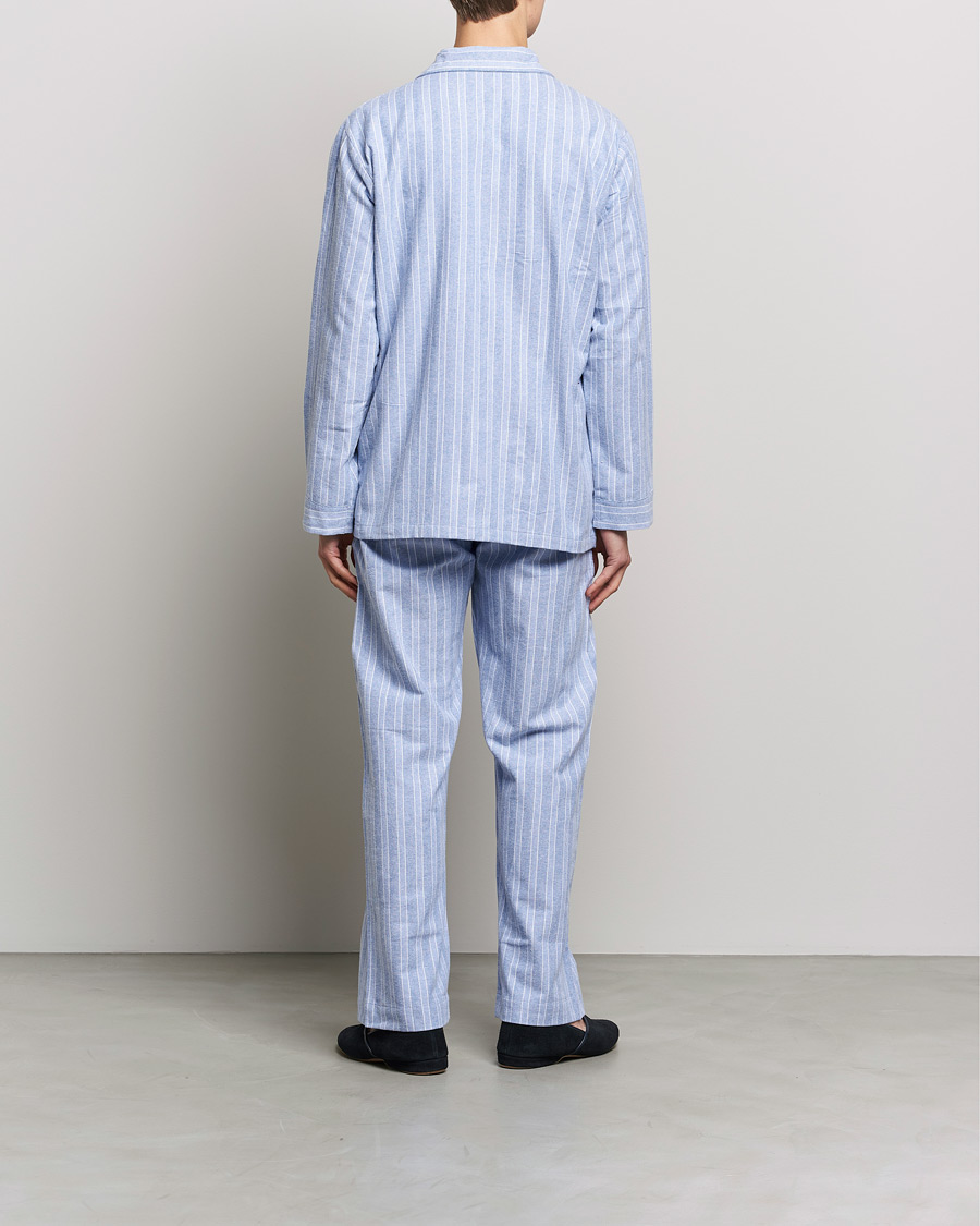 Herren | Kleidung | Derek Rose | Brushed Cotton Flannel Striped Pyjama Set Blue