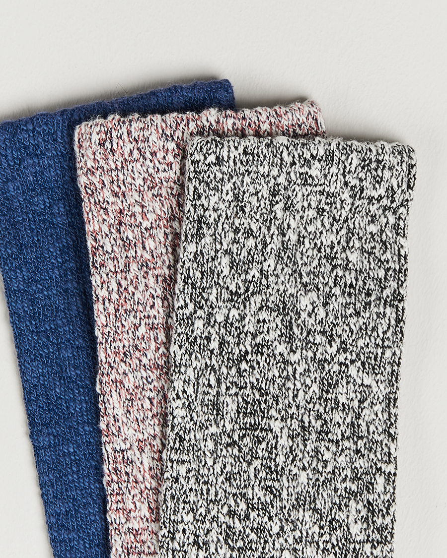 Herren | Unterwäsche | Red Wing Shoes | Cotton Ragg Crew 3-Pack Pink/Blue/Black