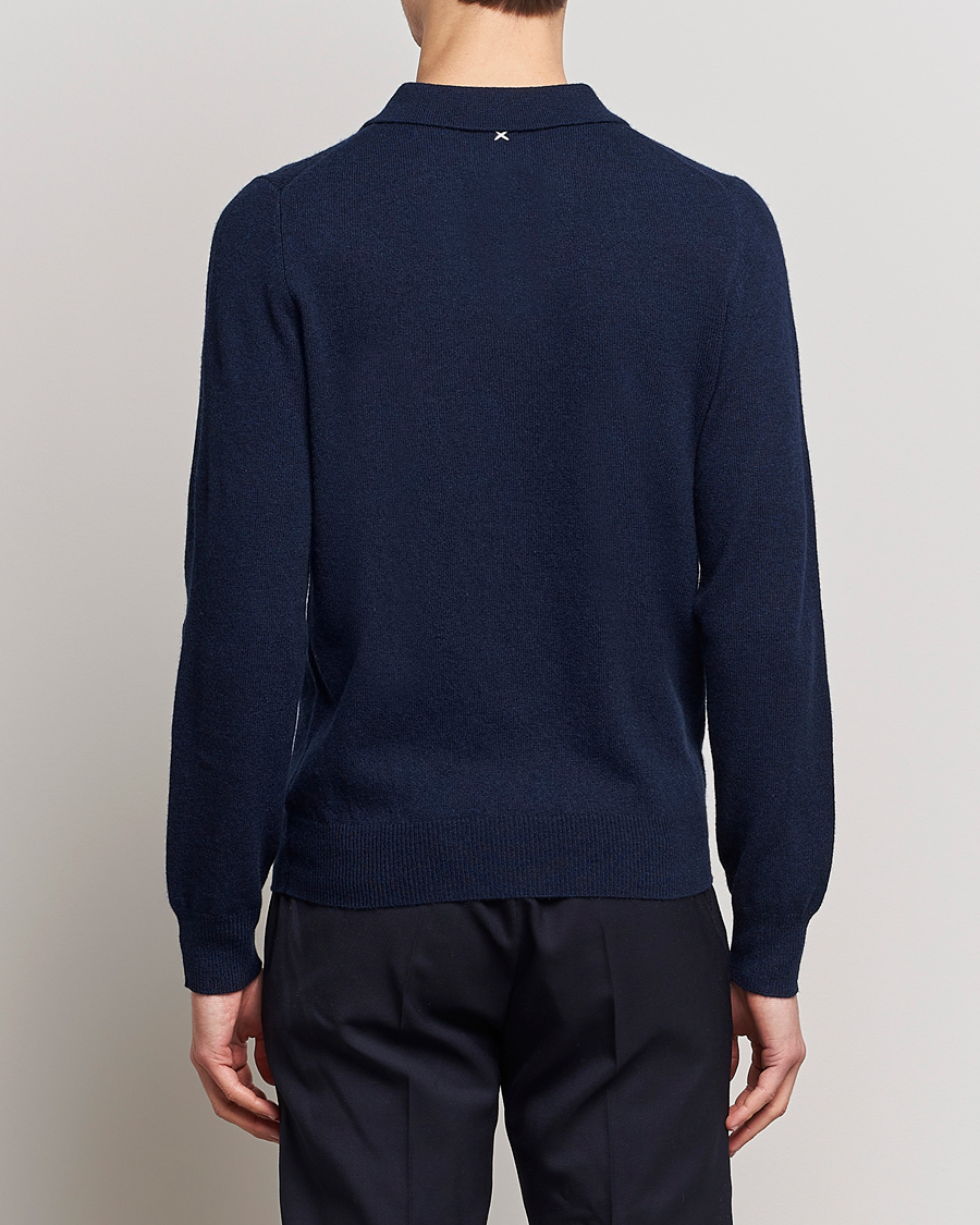 Herren | Pullover | People's Republic of Cashmere | Cashmere Long Sleeve Polo Navy