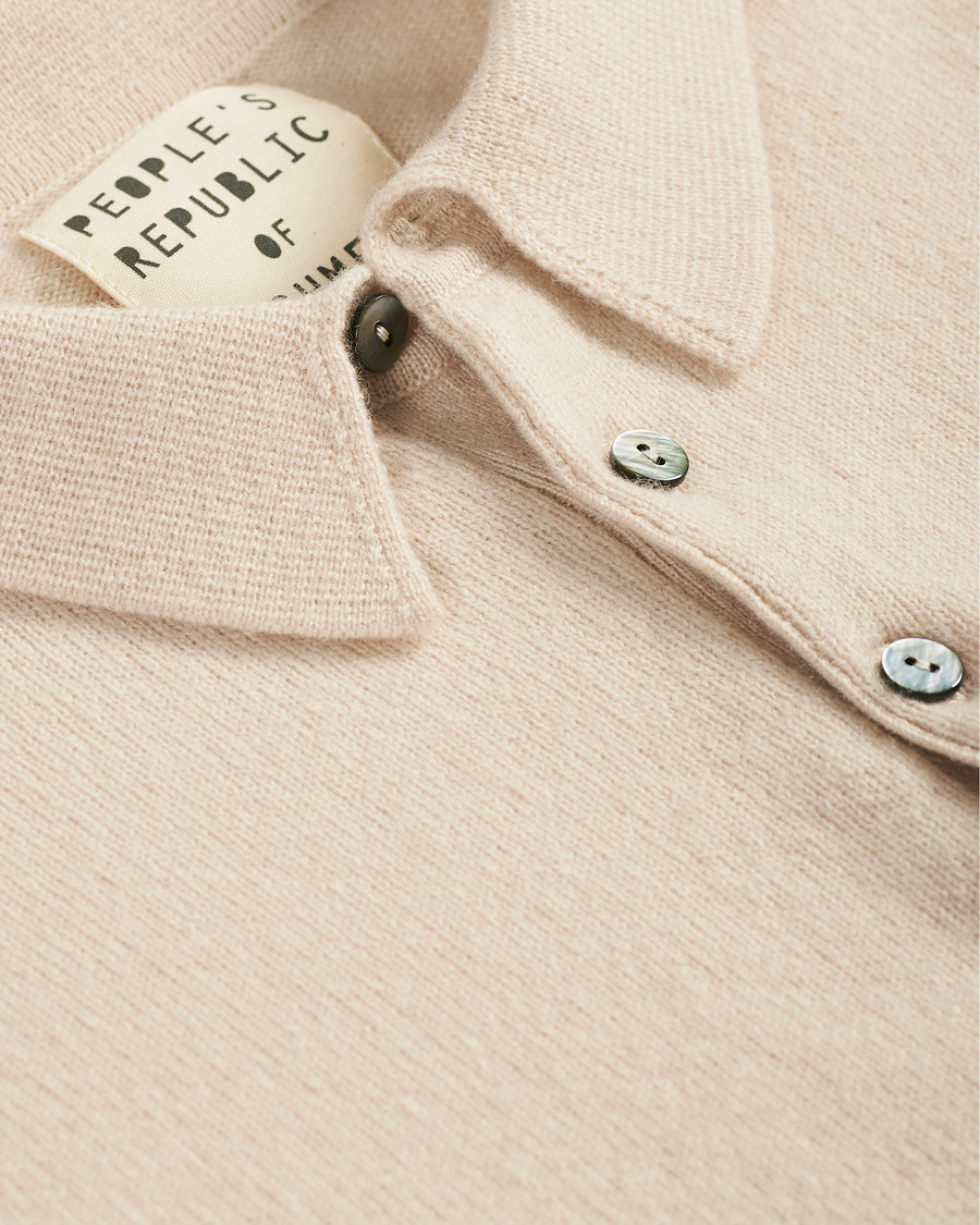 Herren | Pullover | People's Republic of Cashmere | Cashmere Long Sleeve Polo Cream