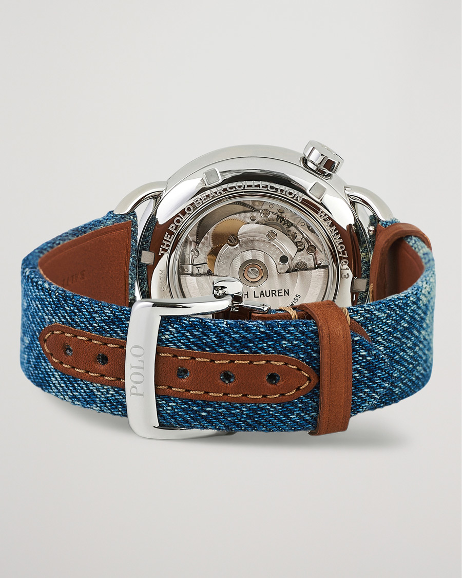 Herren | Polo Ralph Lauren 42mm Automatic Denim Flag Bear Steel With White Dial | Polo Ralph Lauren | 42mm Automatic Denim Flag Bear Steel With White Dial
