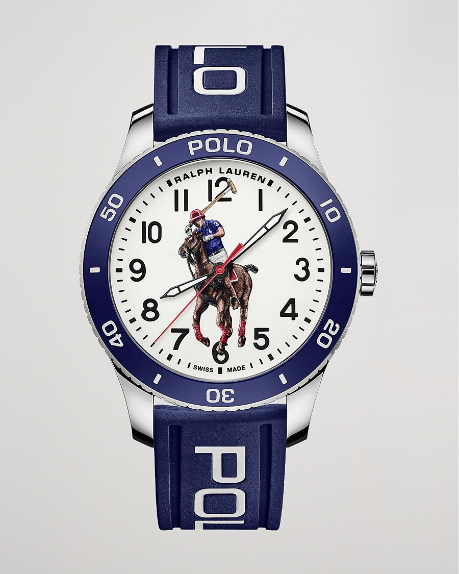 Herren | Polo Ralph Lauren 42mm Automatic Pony Player White Dial/Blue Bezel | Polo Ralph Lauren | 42mm Automatic Pony Player White Dial/Blue Bezel
