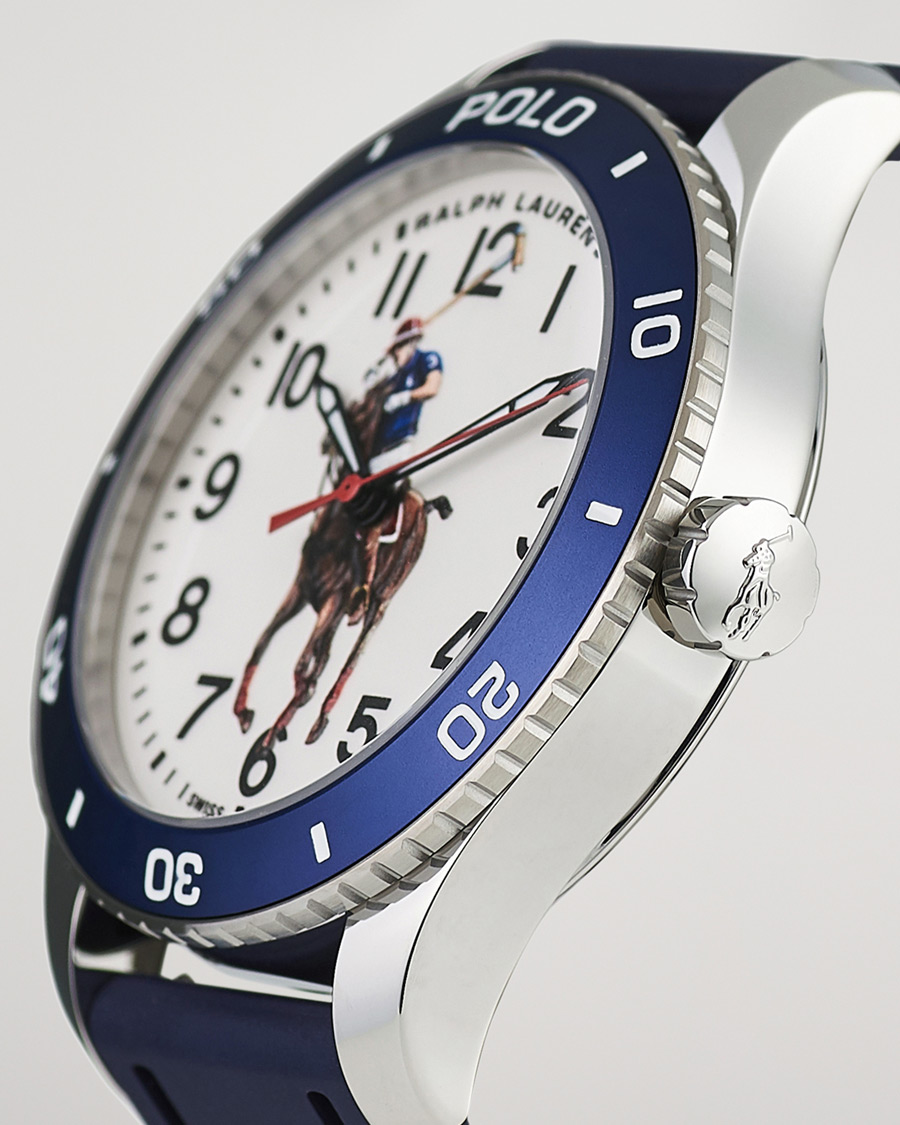 Herren | Polo Ralph Lauren 42mm Automatic Pony Player White Dial/Blue Bezel | Polo Ralph Lauren | 42mm Automatic Pony Player White Dial/Blue Bezel