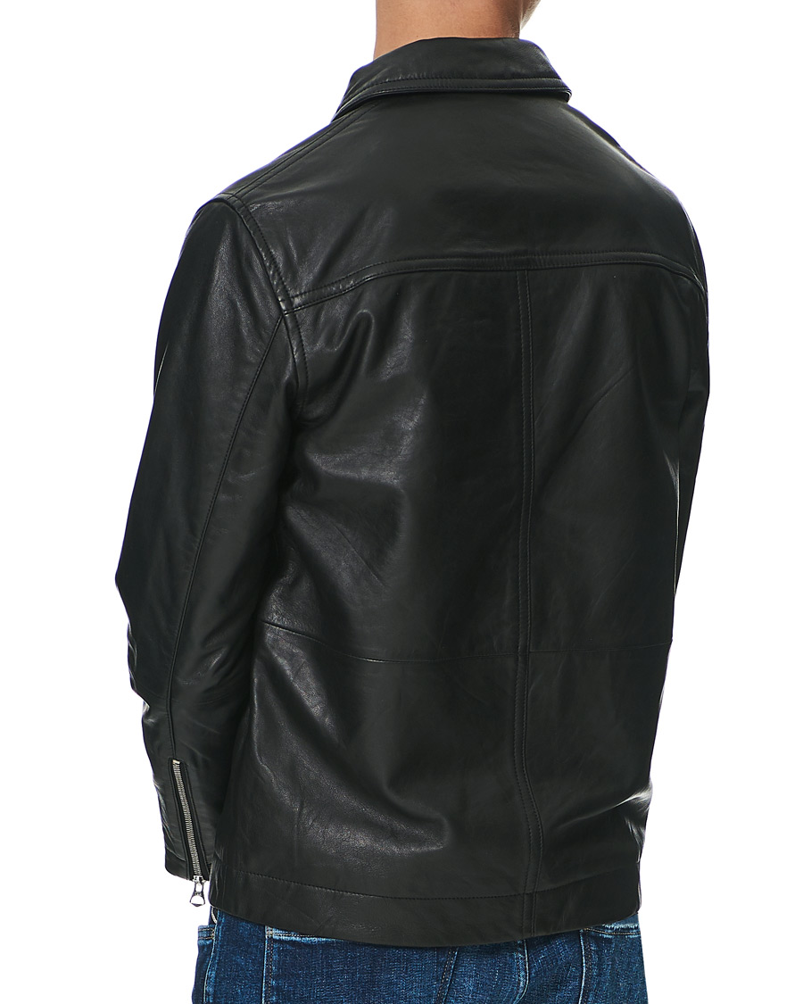 Herren | Hemden | J.Lindeberg | Lenox Lambsnappa Leather Overshirt Black