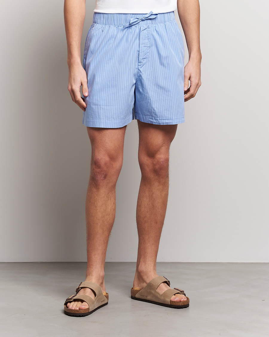 Herren | Pyjamas | Tekla | Poplin Pyjama Shorts Pin Stripes