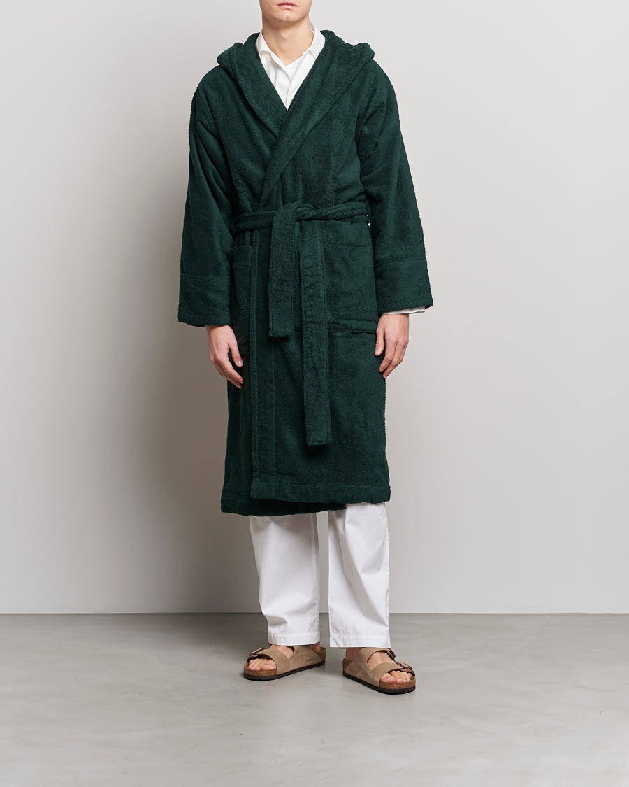 Herren | Schlafanzüge & Bademäntel | Tekla | Organic Terry Hooded Bathrobe Forest Green