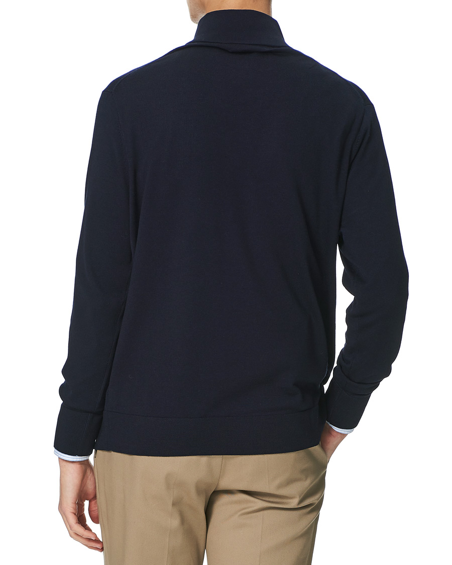 Herren | Pullover | Brooks Brothers | Washable Merino Wool Half Zip Navy
