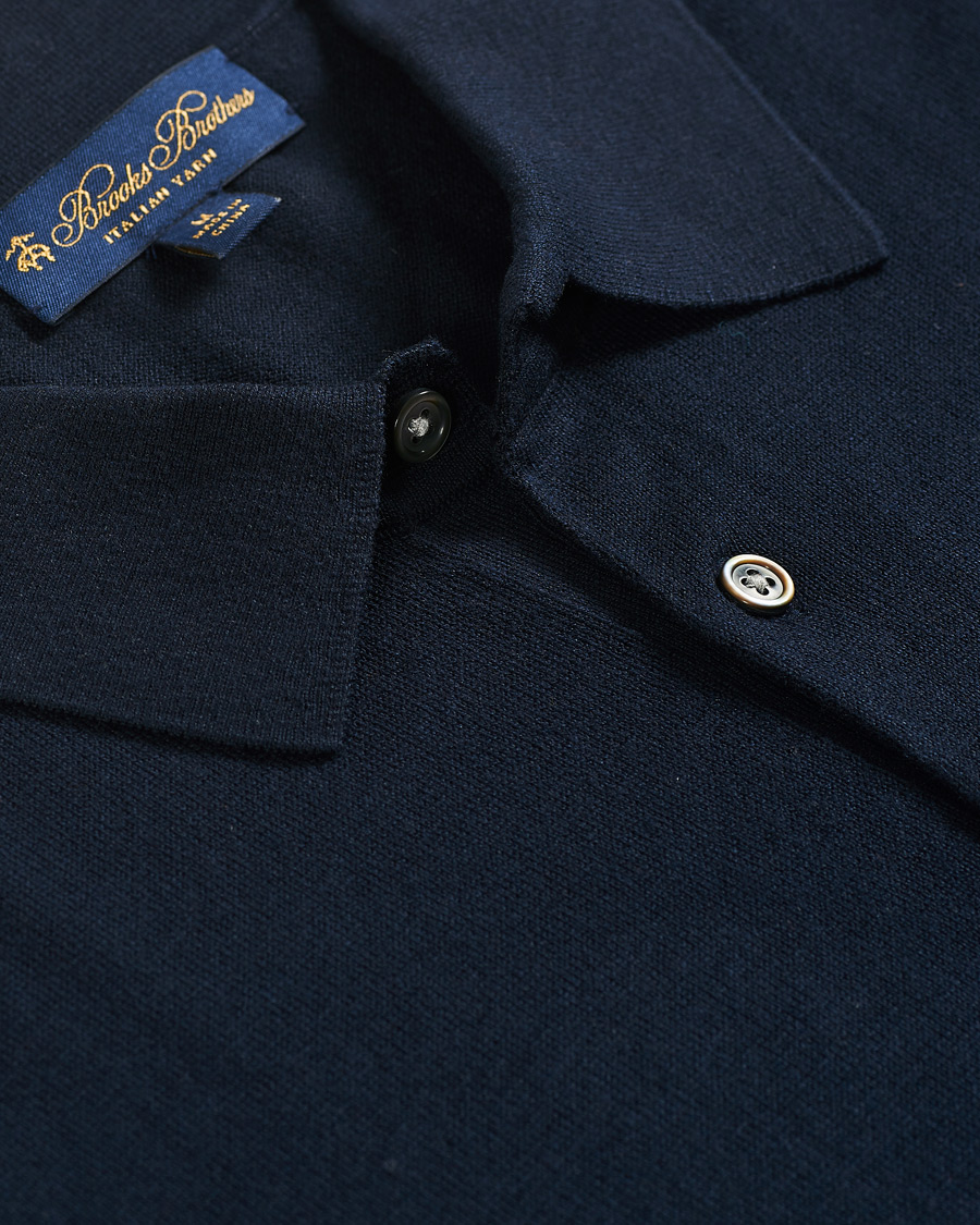 Herren | Pullover | Brooks Brothers | Cotton/Silk Knitted Polo Navy