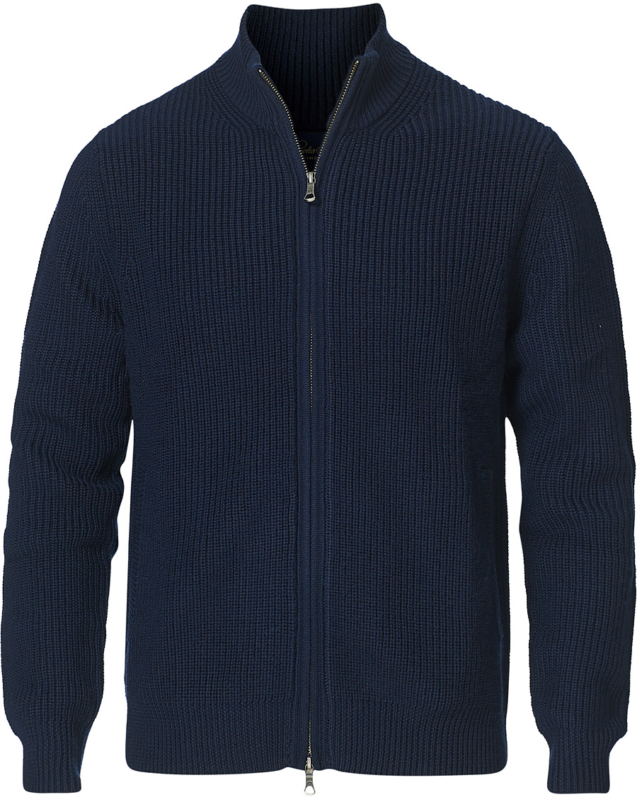 Herren | Pullover | Brooks Brothers | Shaker Stitch Full Zip Navy