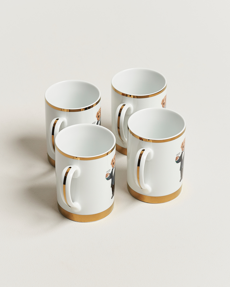 Herren | Für den Entspannten | Ralph Lauren Home | Thompson Bear Porcelain Mug Set 4pcs White/Gold
