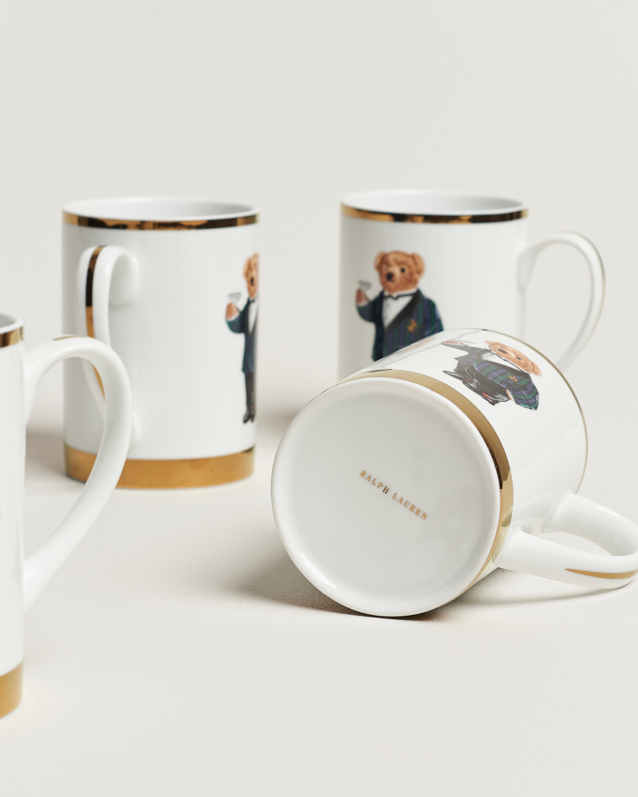Herren | Für das Zuhause | Ralph Lauren Home | Thompson Bear Porcelain Mug Set 4pcs White/Gold