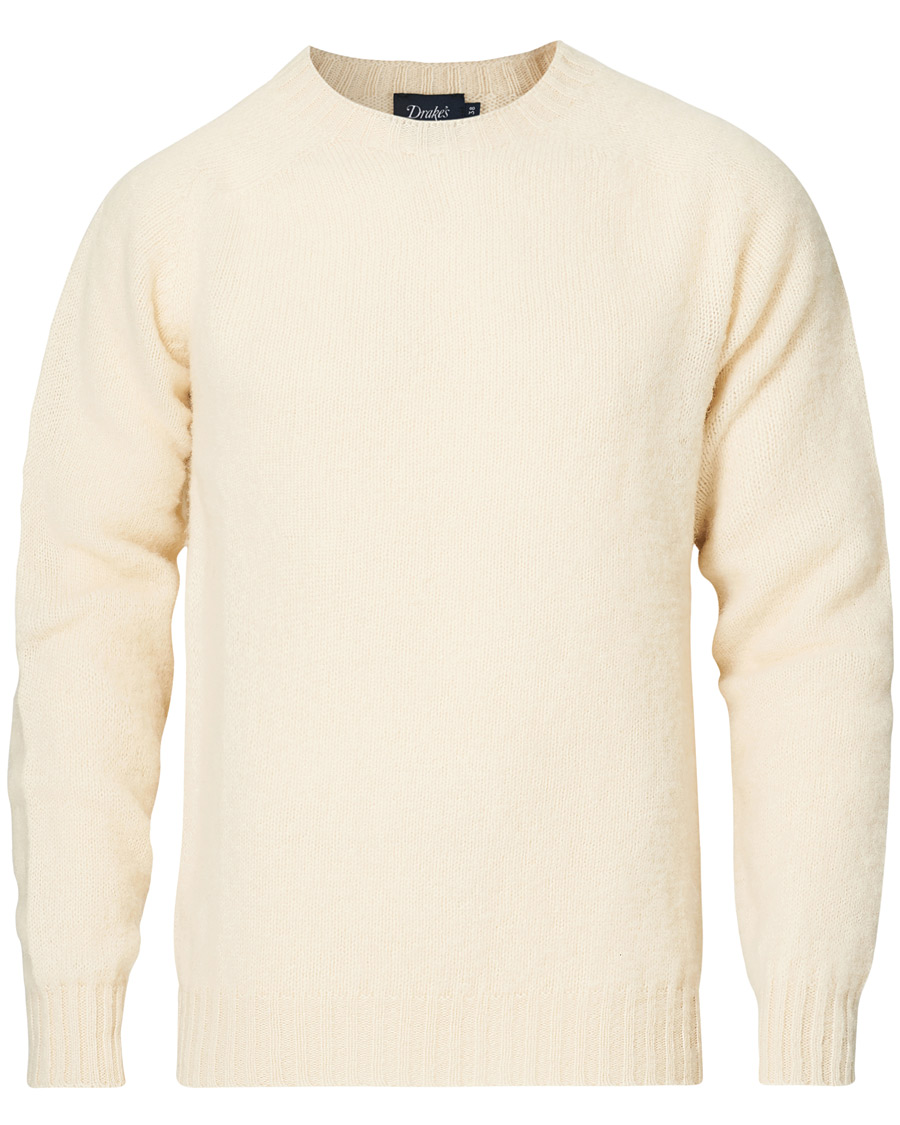 Herren | Pullover | Drake's | Shetland Crew Neck Jumper Ecru