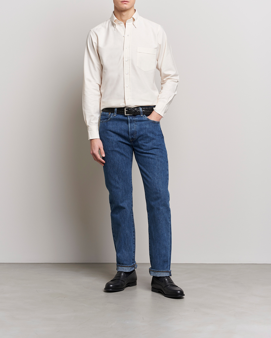 Herren | Hemden | Drake's | Button Down Oxford Shirt Cream