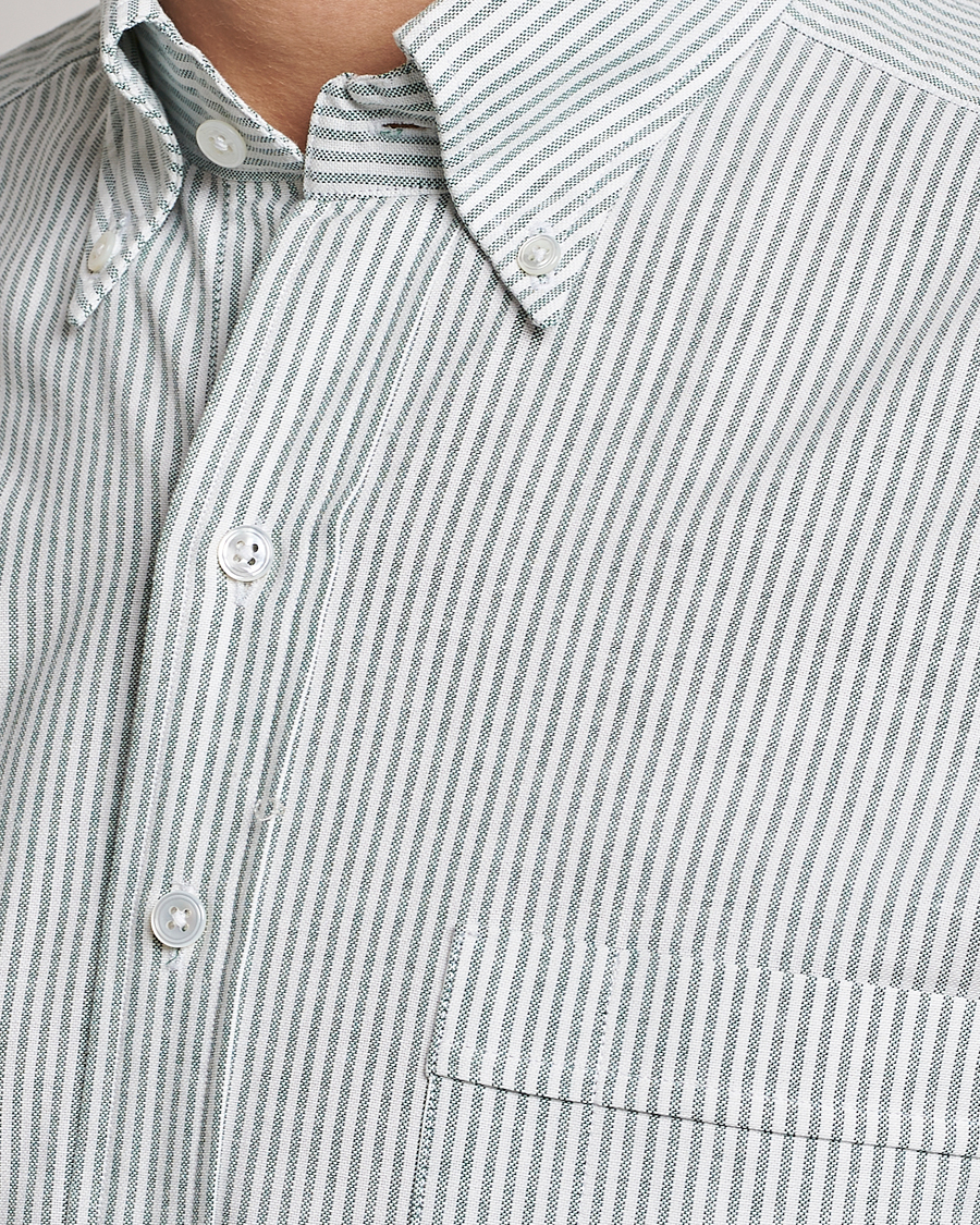 Herren | Hemden | Drake's | Striped Button Down Oxford Shirt Light Green