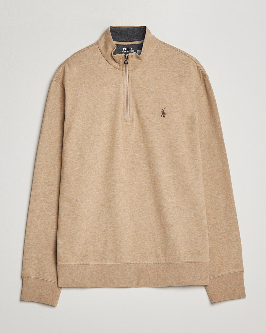 Herren | Pullover | Polo Ralph Lauren | Double Knit Half-Zip Sweater Café Tan Heather