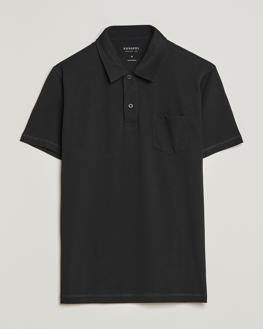 Herren | Poloshirts | Sunspel | Active Pique Polo Black