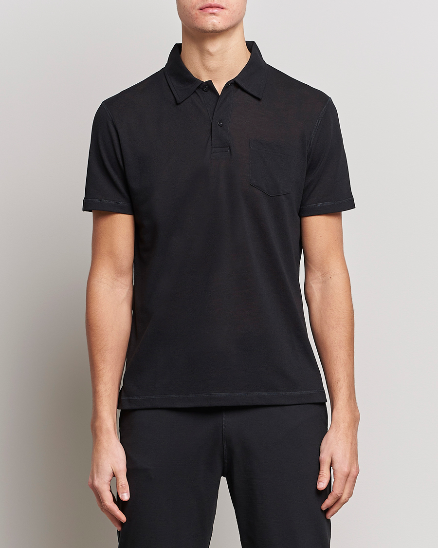Herren | Poloshirts | Sunspel | Active Pique Polo Black
