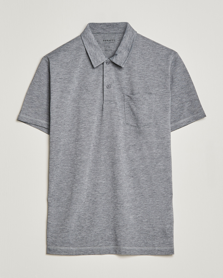 Herren | Poloshirts | Sunspel | Active Pique Polo Grey Melange