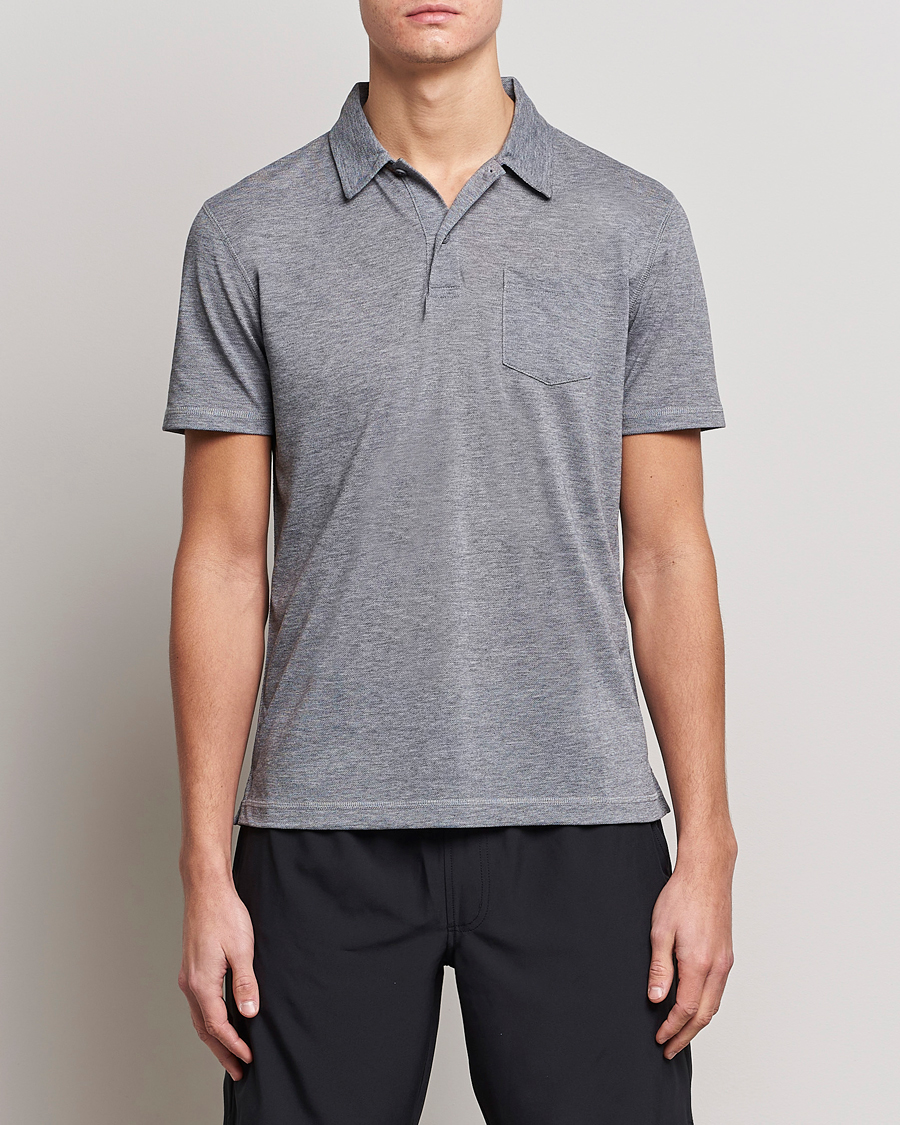 Herren | Poloshirts | Sunspel | Active Pique Polo Grey Melange