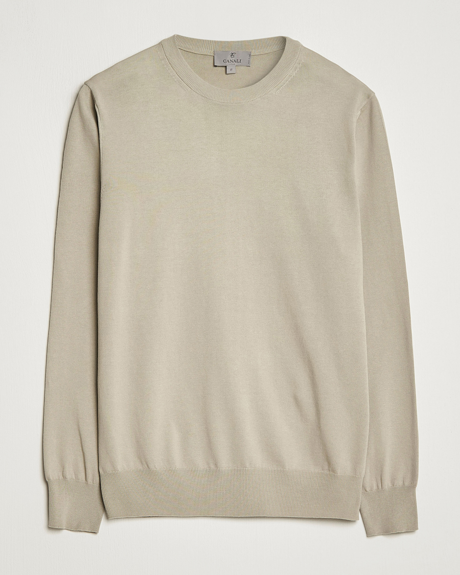Herren | Pullover | Canali | Cotton Crew Neck Pullover Sage