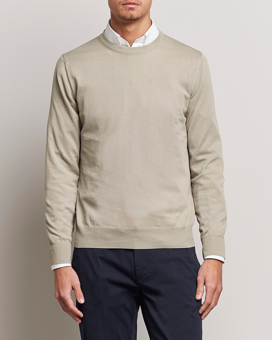 Herren | Pullover | Canali | Cotton Crew Neck Pullover Sage