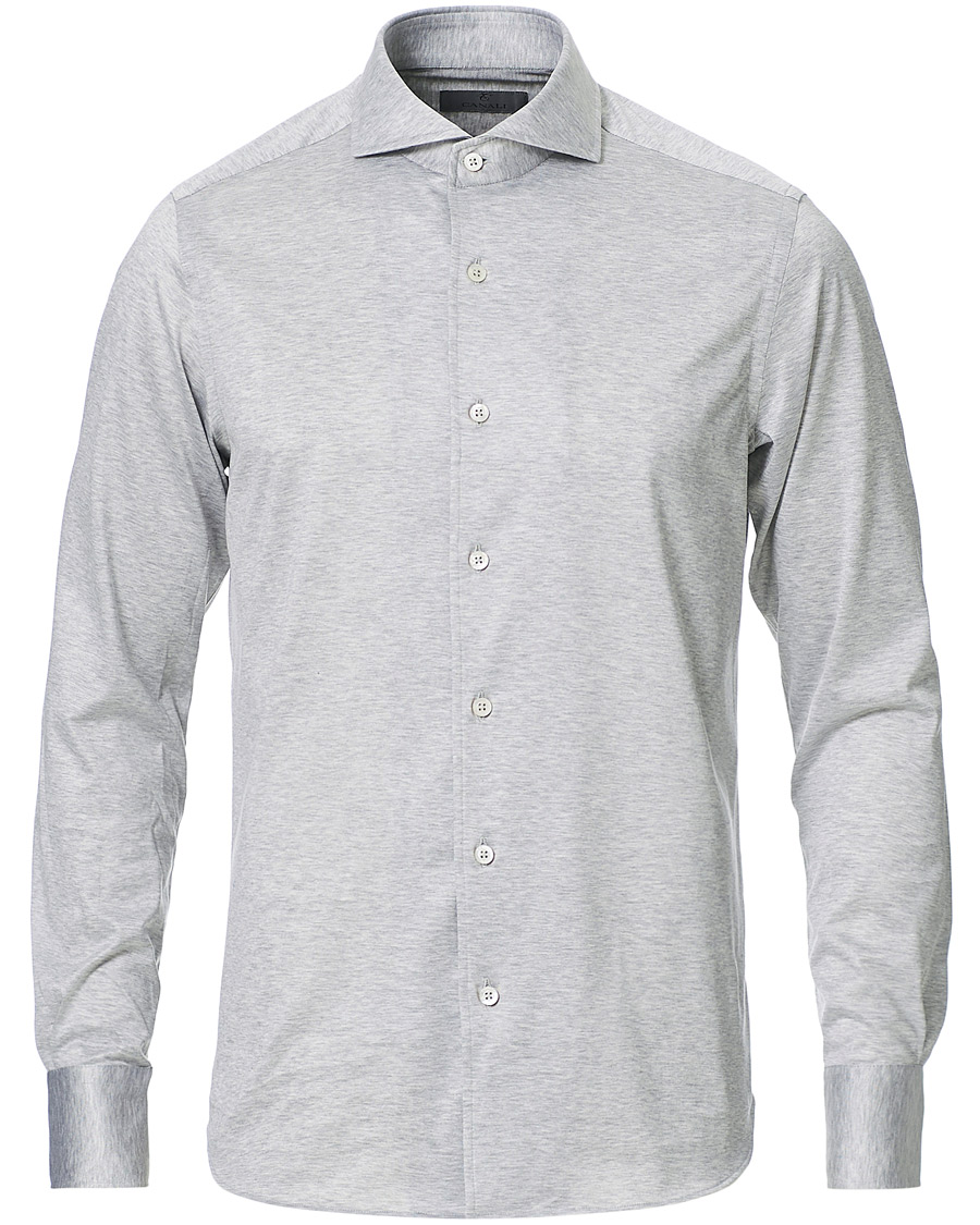 Herren | Hemden | Canali | Slim Fit Jersey Shirt Light Grey