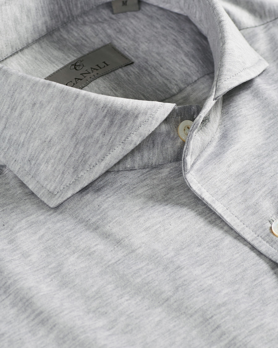Herren | Hemden | Canali | Slim Fit Jersey Shirt Light Grey