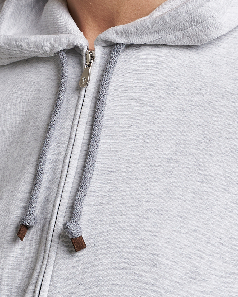 Herren | Pullover | Brunello Cucinelli | Soft Cotton Zip Hoodie Pearl Grey