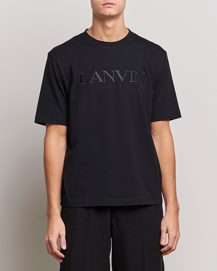 Herren | T-Shirts | Lanvin | Embroidered Tonal Logo T-Shirt Black
