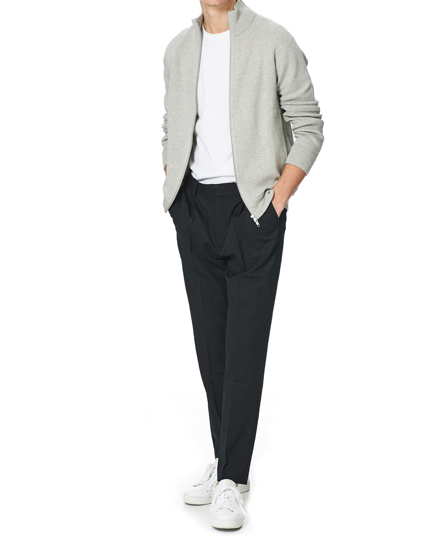 Herren | Pullover | NN07 | Luis Knitted Full-Zip Sweater Light Grey Melange