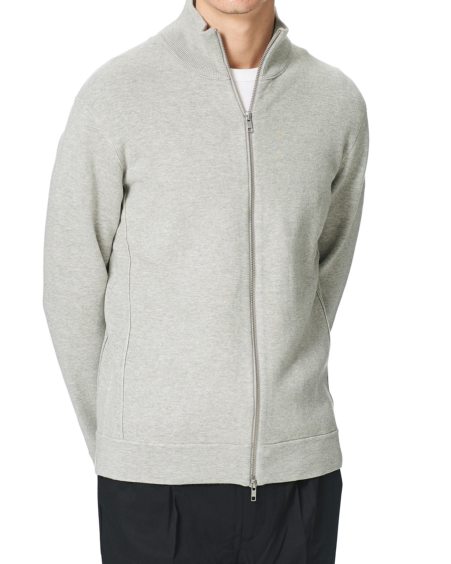 Herren | Pullover | NN07 | Luis Knitted Full-Zip Sweater Light Grey Melange