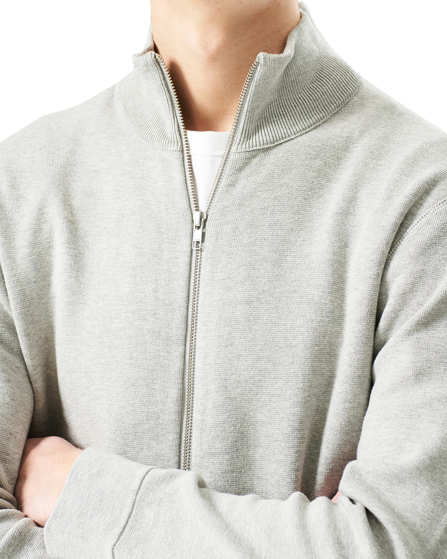 Herren | Pullover | NN07 | Luis Knitted Full-Zip Sweater Light Grey Melange