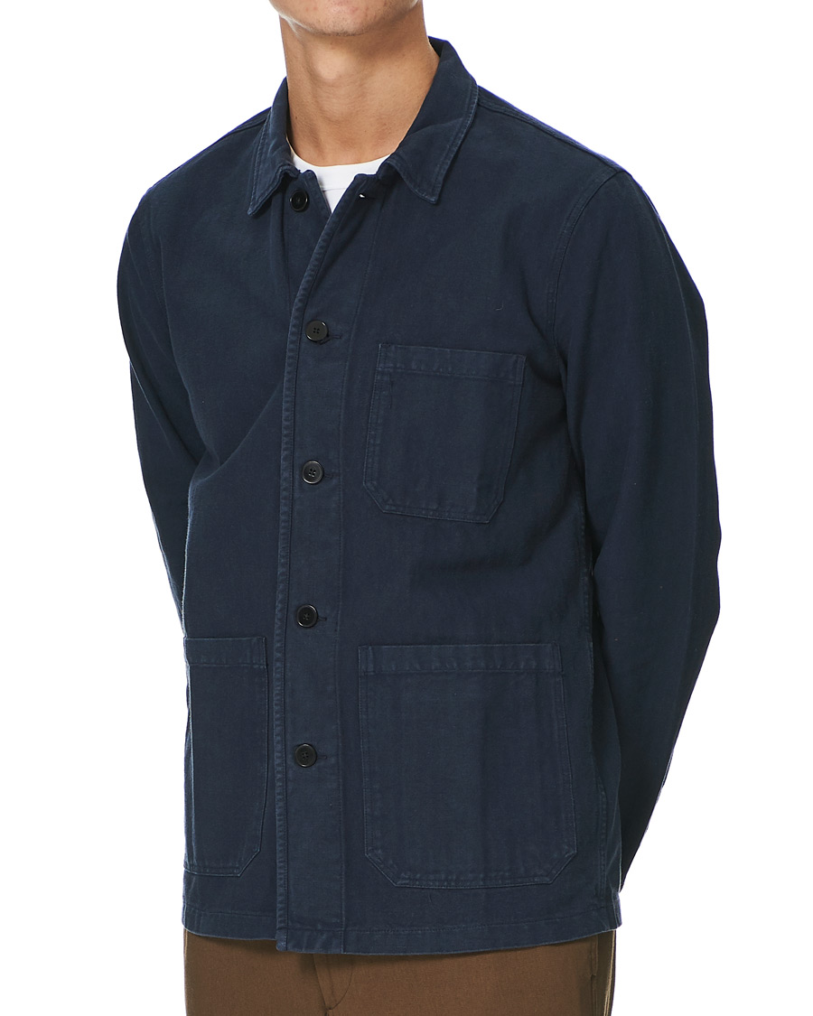 Herren | Hemden | A Day's March | Original Herringbone Overshirt Navy