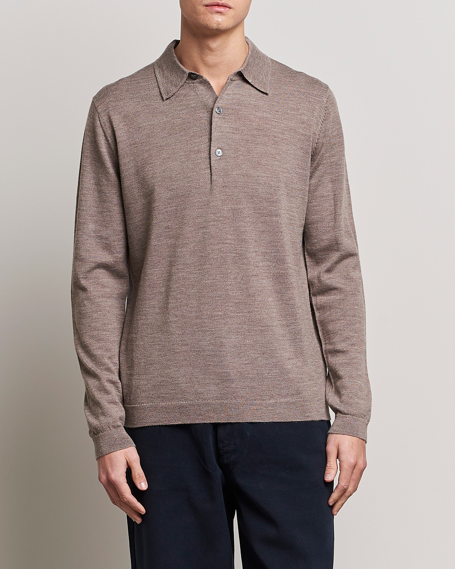 Men | Gifts | A Day\'s March | Ambroz Merino Polo Taupe Melange
