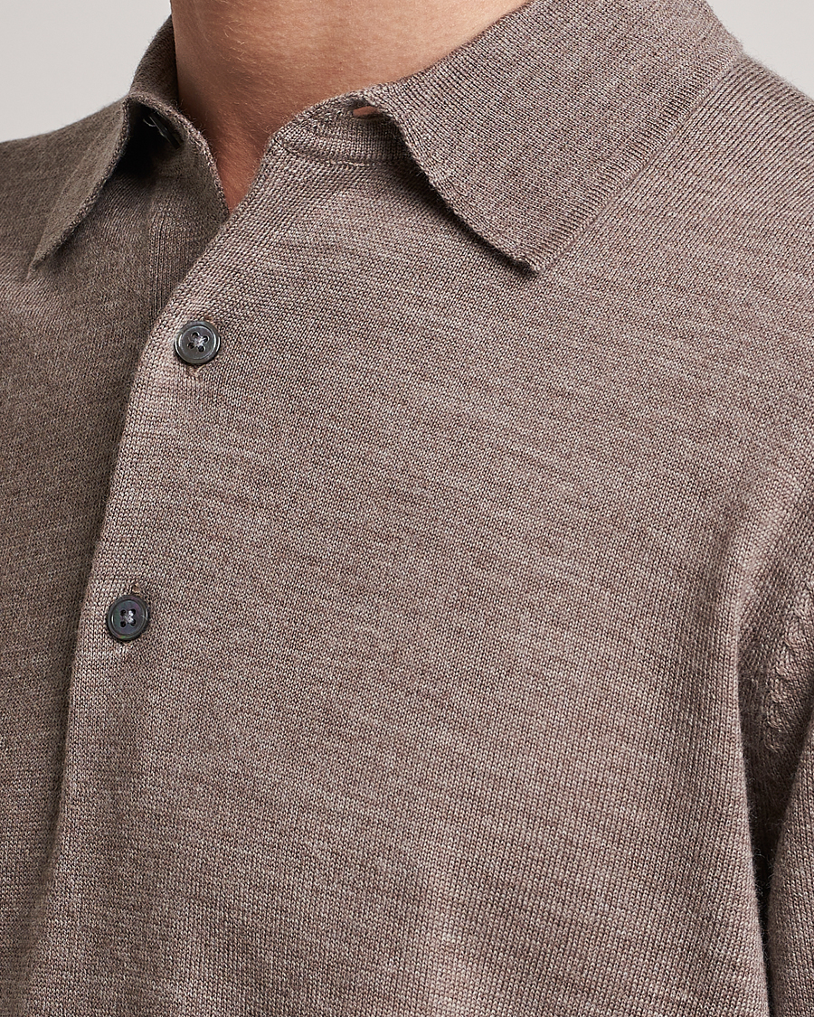 Herren | Pullover | A Day's March | Ambroz Merino Polo Taupe