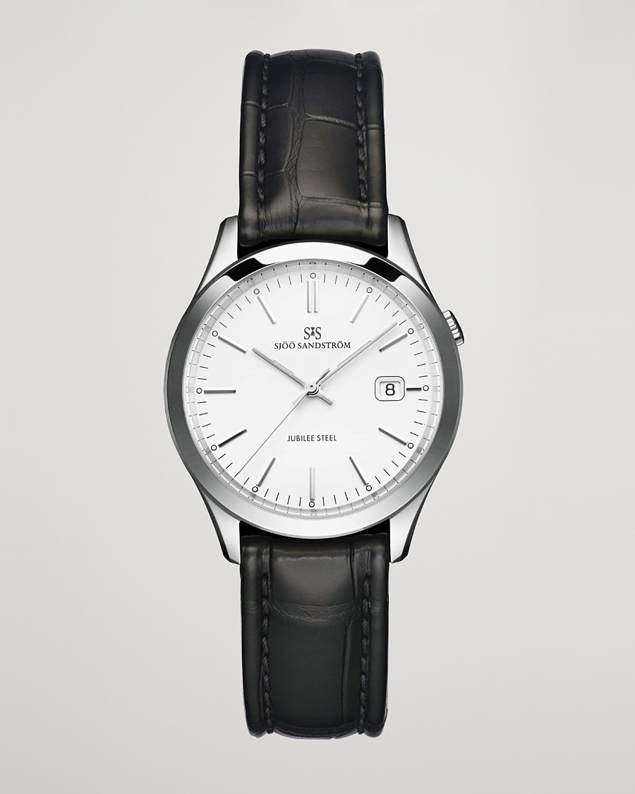Herren | Sjöö Sandström Jubilee Steel Quartz 40mm White/Black Calf | Sjöö Sandström | Jubilee Steel Quartz 40mm White/Black Calf