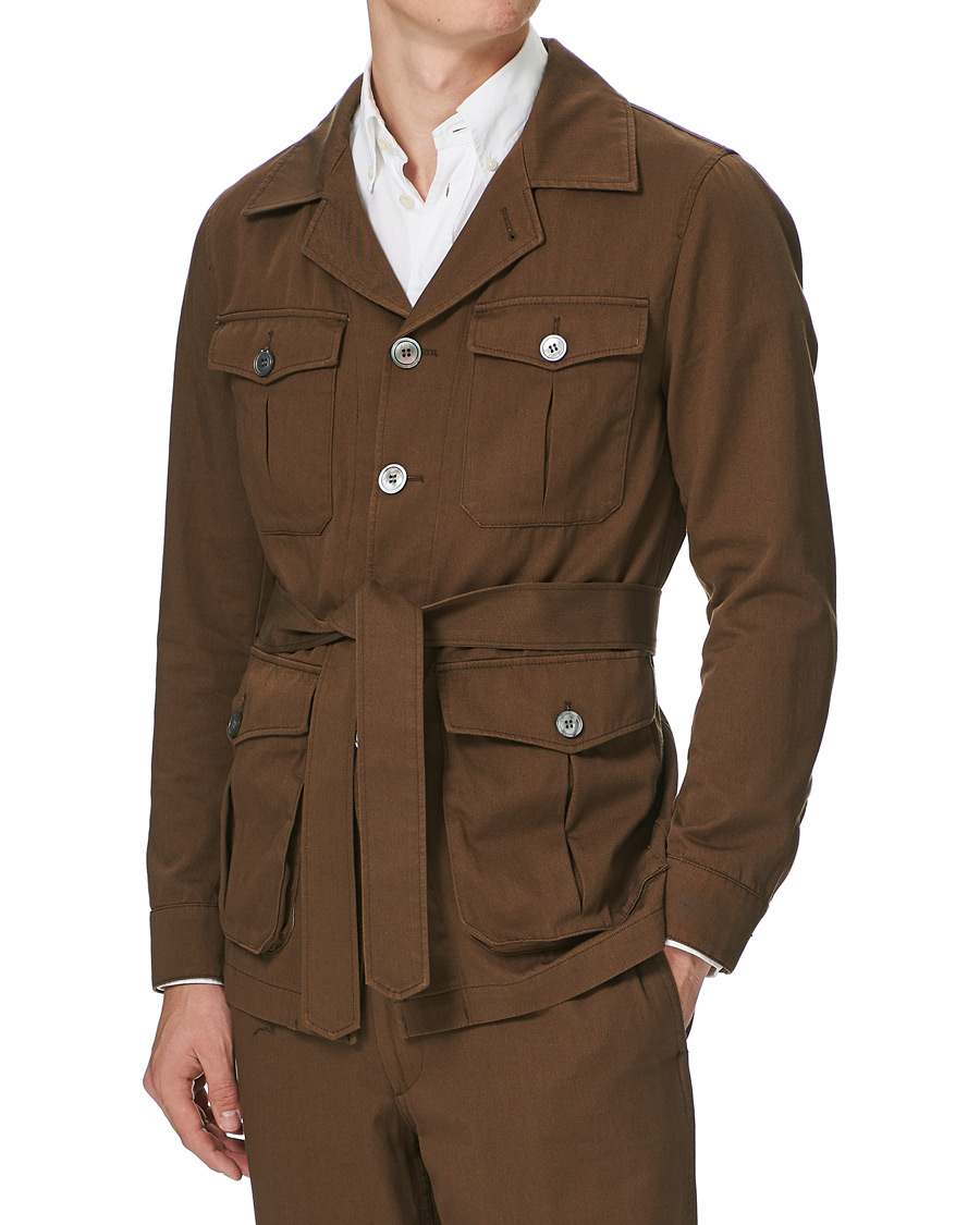 Herren | Hemden | Oscar Jacobson | Westwood Washed Cotton Shirt Jacket Army Brown