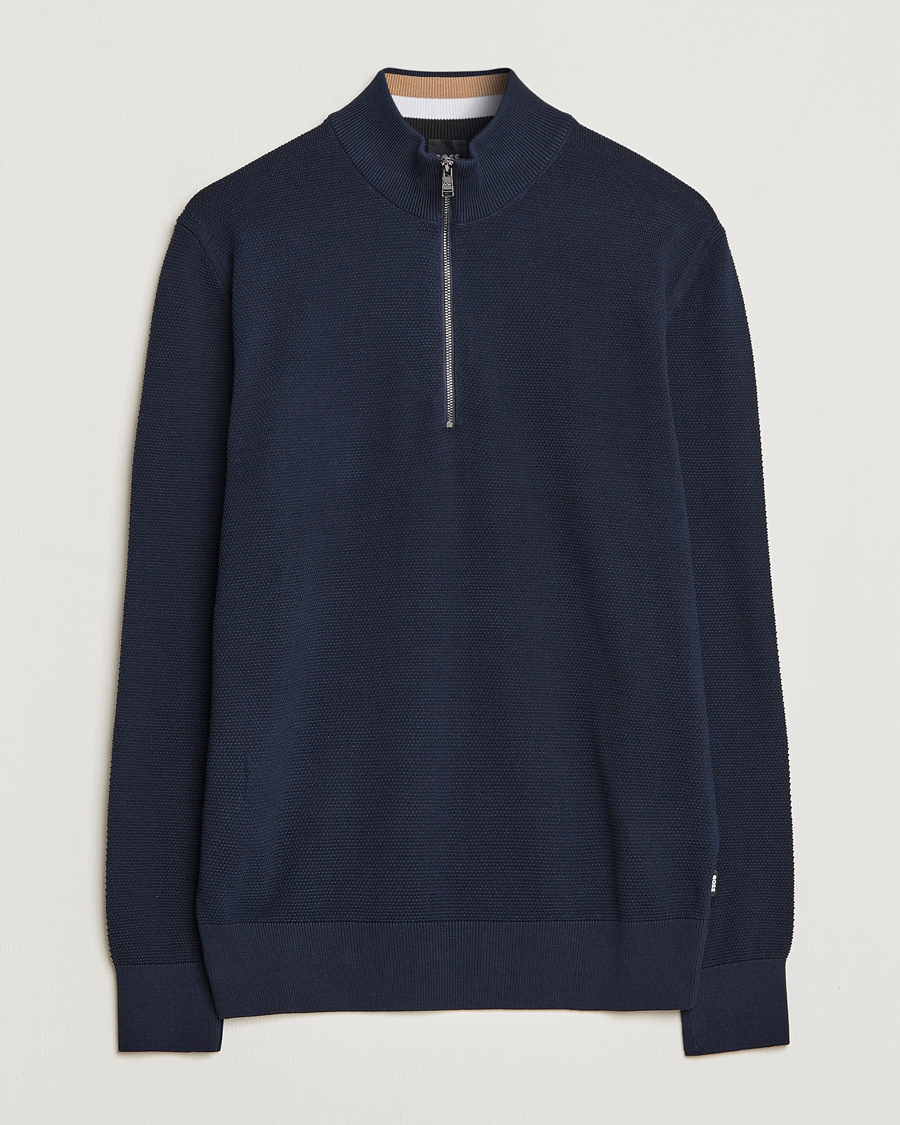 Herren | Pullover | BOSS BLACK | Ebrando Half-Zip Dark Blue