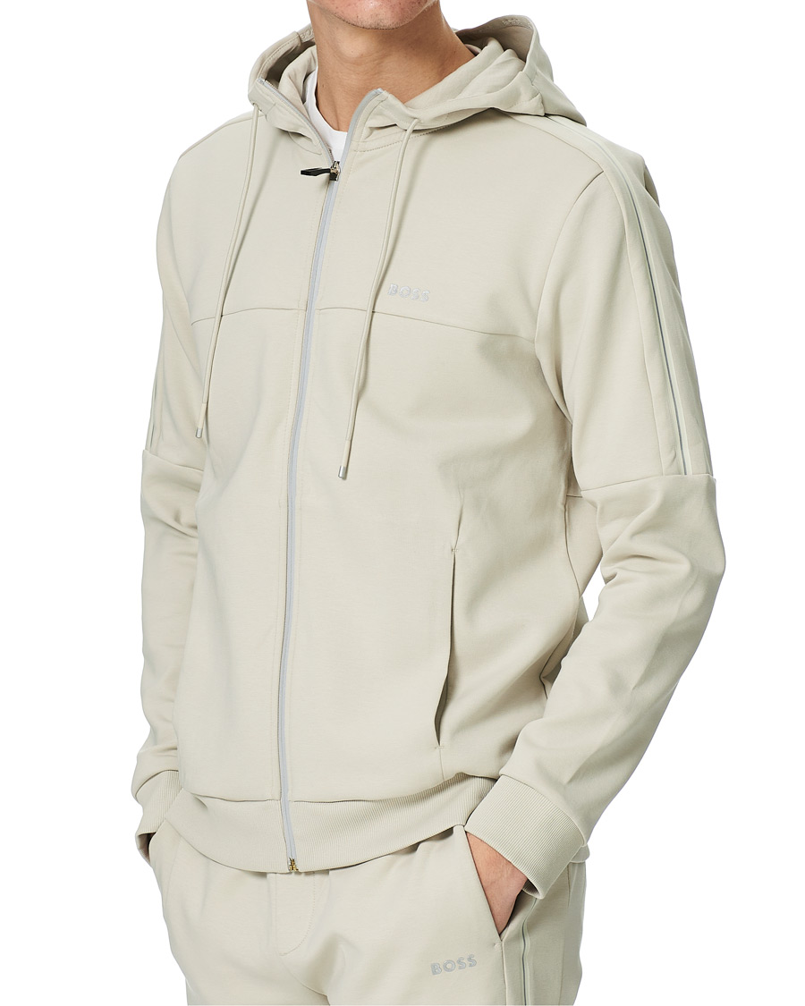 Herren | Pullover | BOSS GREEN | BOSS Athleisure Saggy Full Zip Hoodie Light Beige