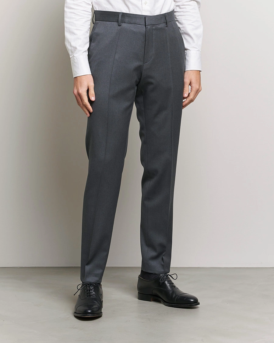 Herren | Dresscode Hochzeit | BOSS BLACK | Genius Slim Fit Wool Trousers Dark Grey
