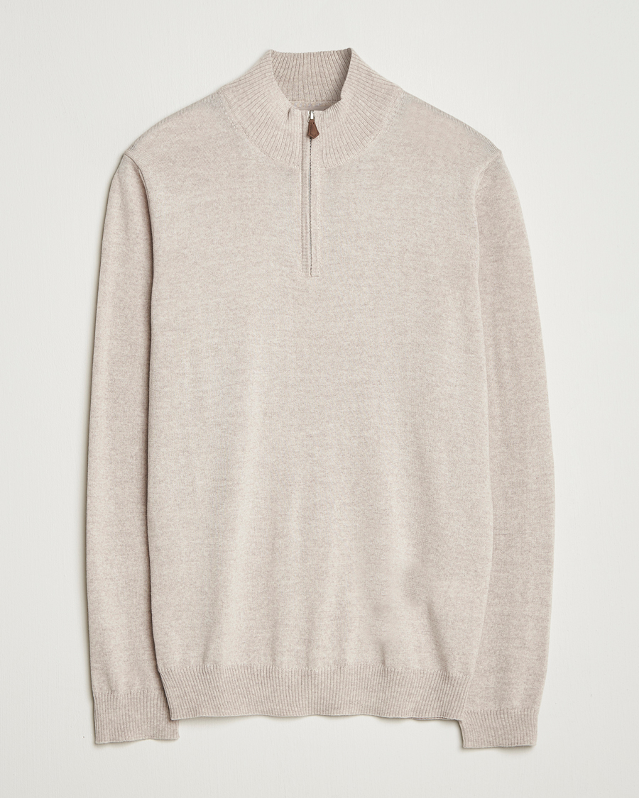 Herren | Pullover | Stenströms | Merino Half-Zip Beige