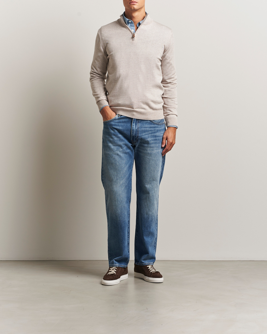 Herren | Pullover | Stenströms | Merino Half-Zip Beige